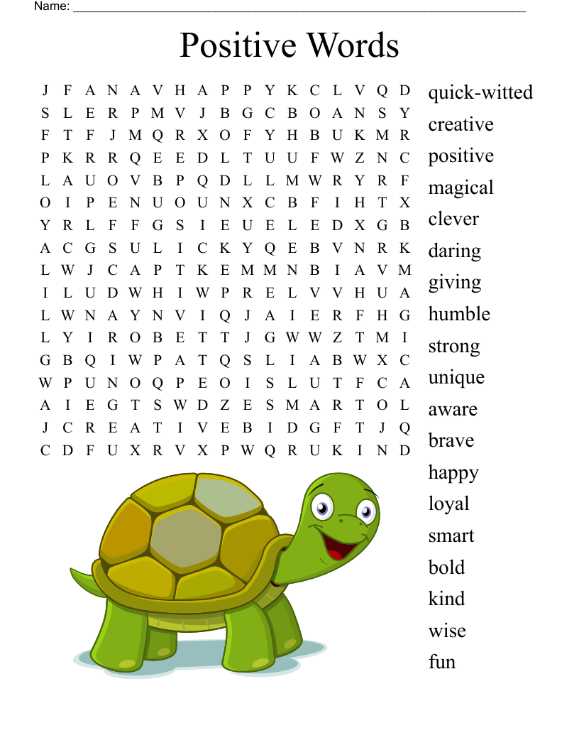 Positive Words Word Search WordMint
