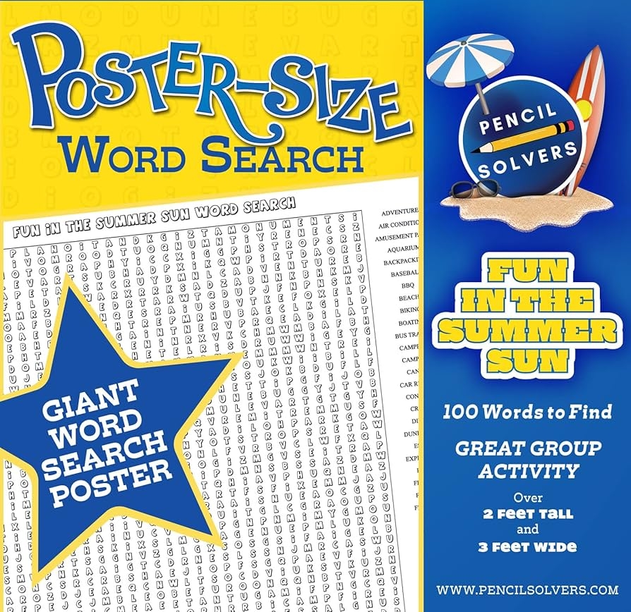Giant Summer Word Search Printable Giant Summer Word Search Printable