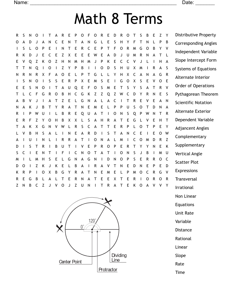 Pre Algebra Word Search WordMint