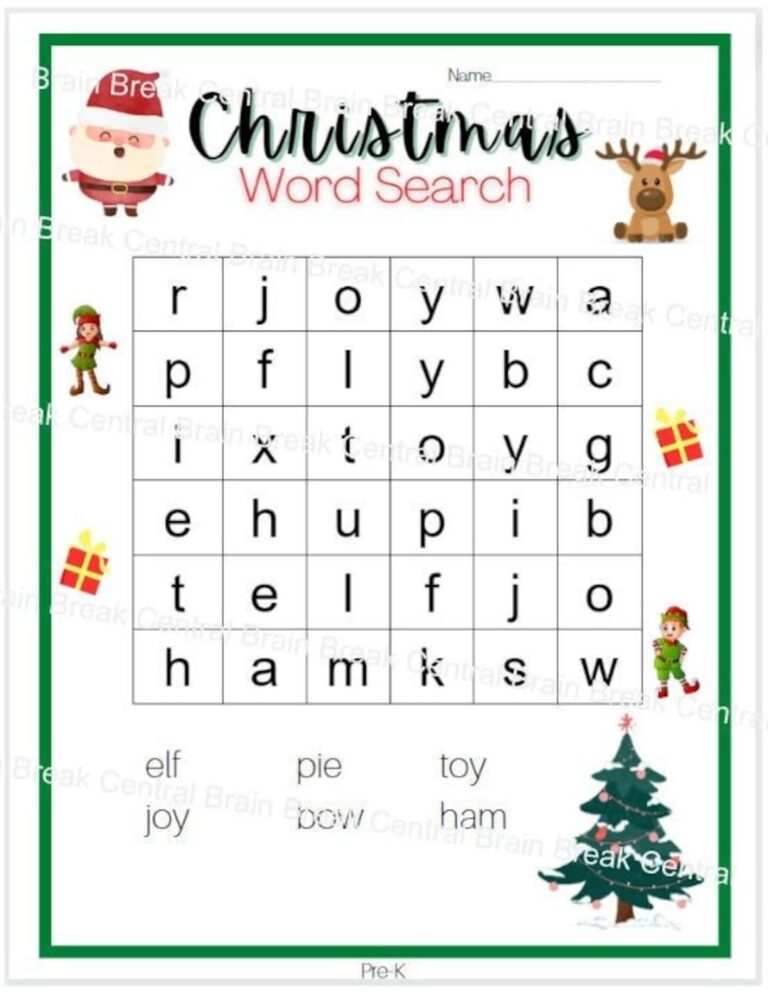 Pre k Christmas Word Search With Answer Key Printable Etsy