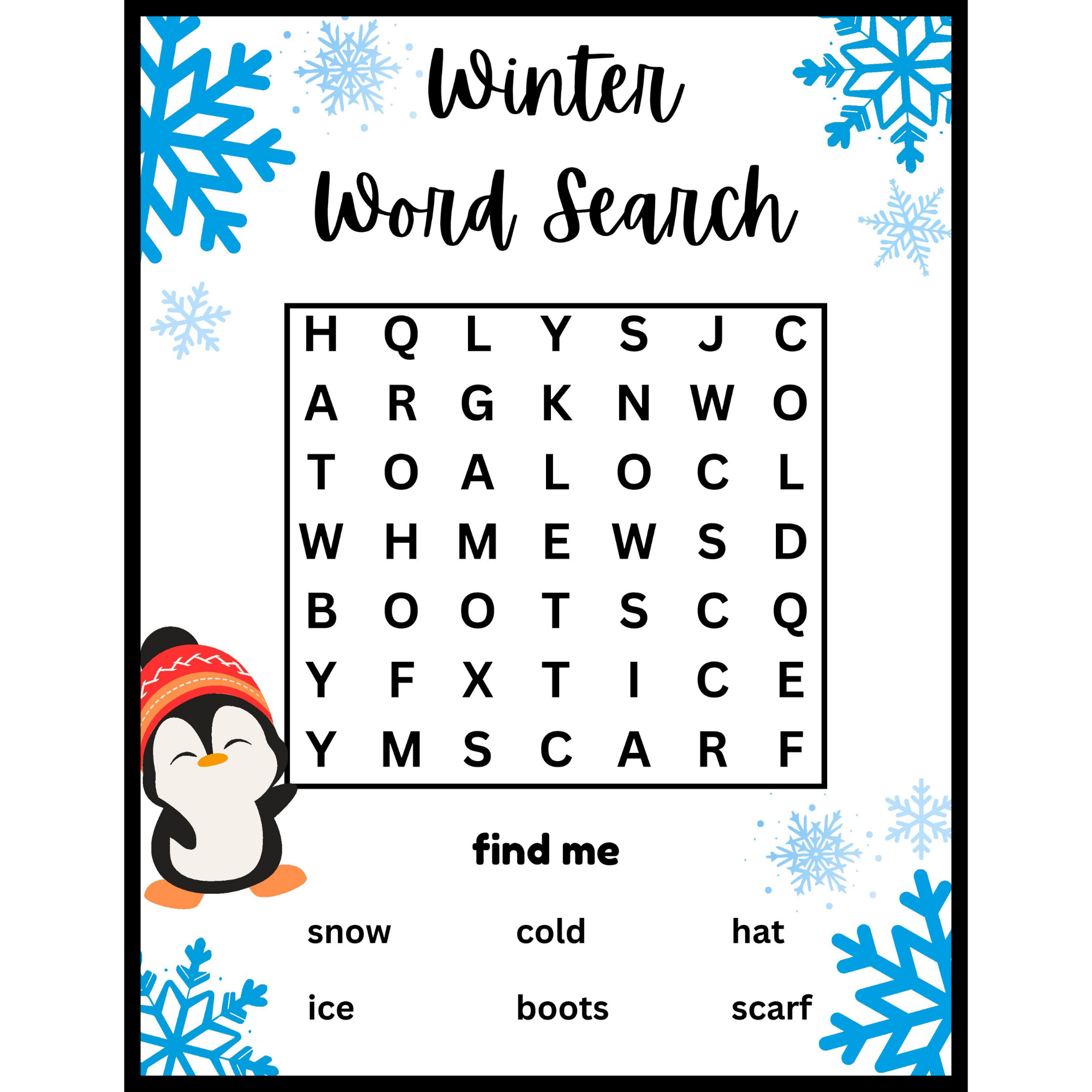 Easy Winter Word Search Printable Easy Winter Word Search Printable