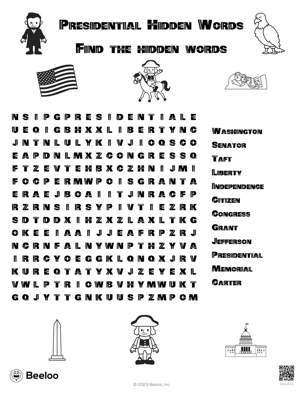 Presidents Day themed Word Searches Beeloo Printable Crafts And