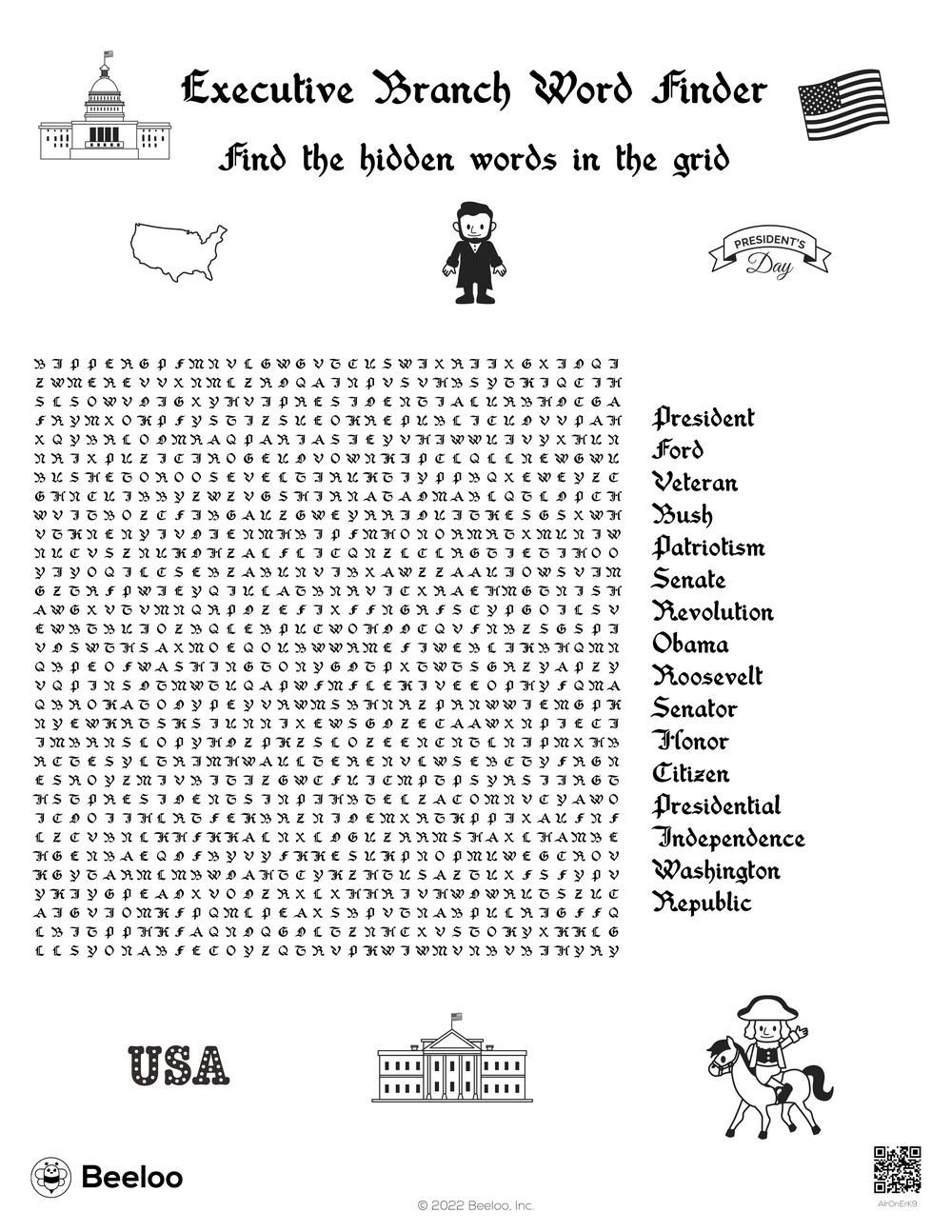 Presidents Day Word Search Printable Free
