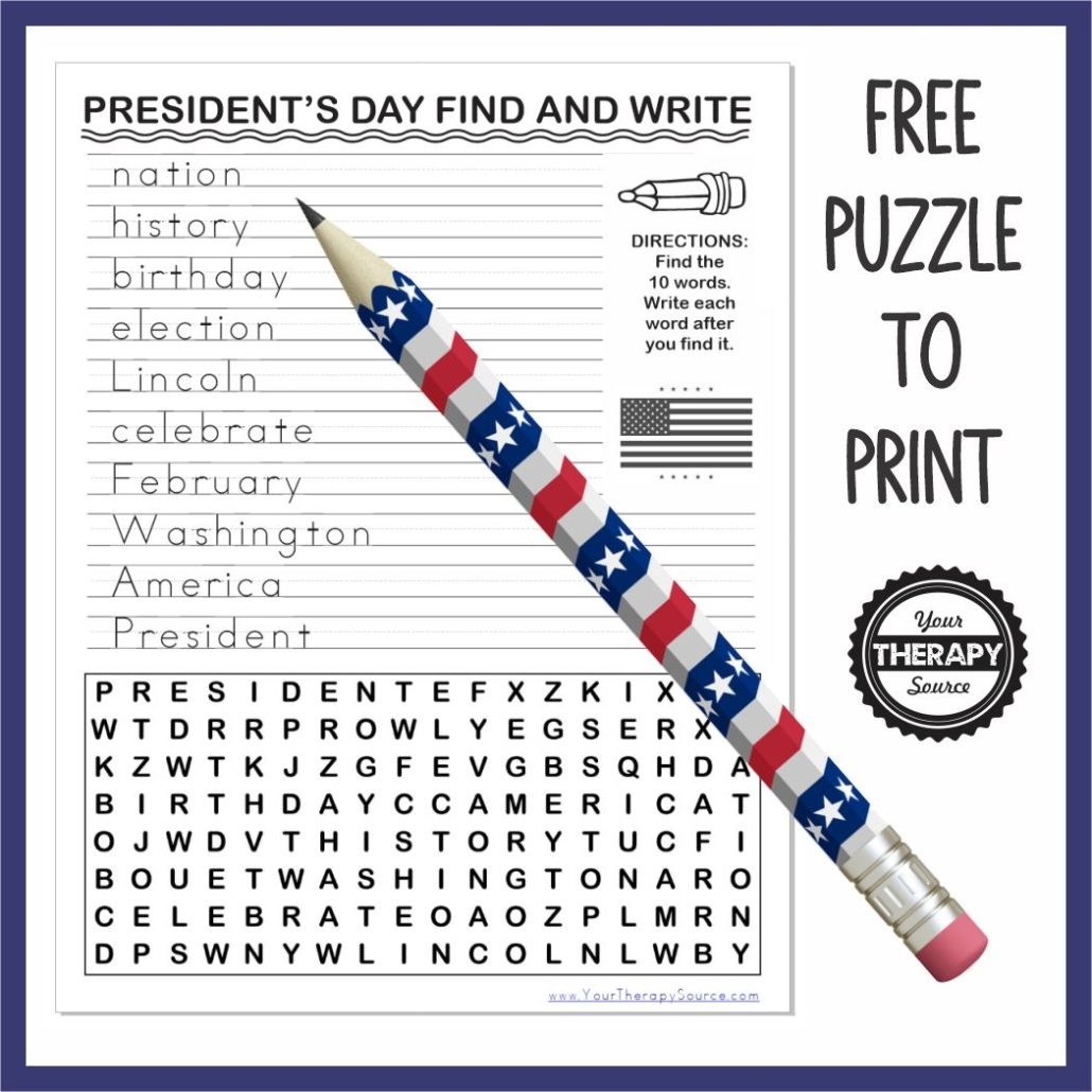 Presidents Day Free Printable Word Search