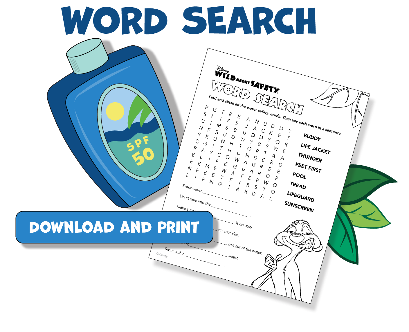 Printable Activities Disney Wild About Safety