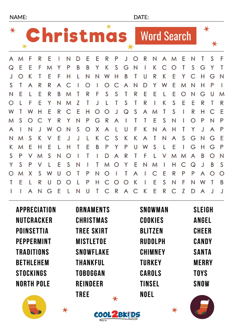 Printable Christmas Word Search Cool2bKids