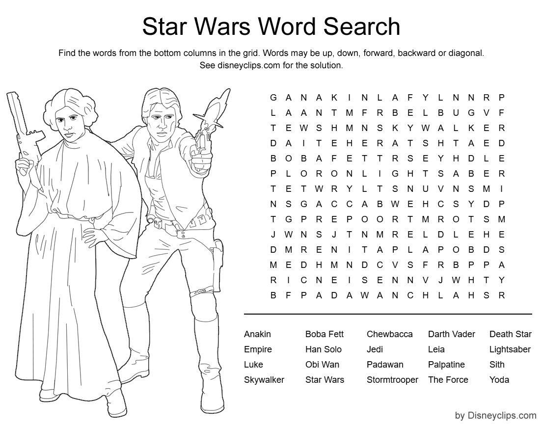 Star Wars Word Search Puzzles Printable