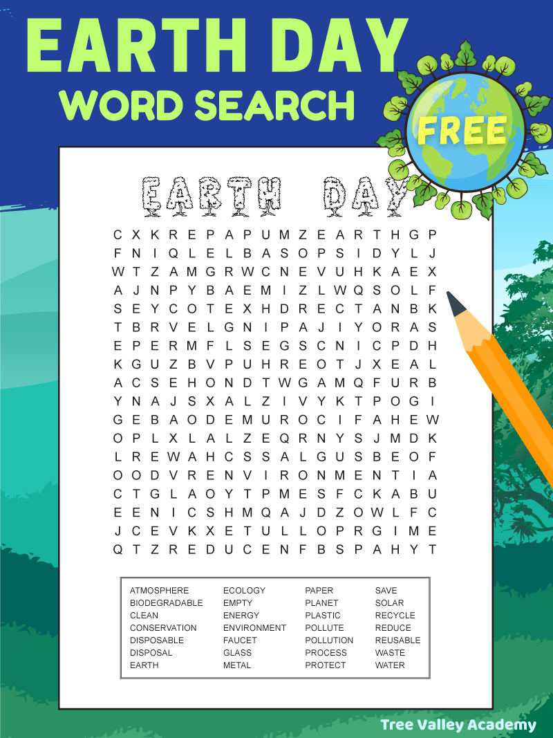 Printable Earth Day Word Search For 6th Graders U0026 Older