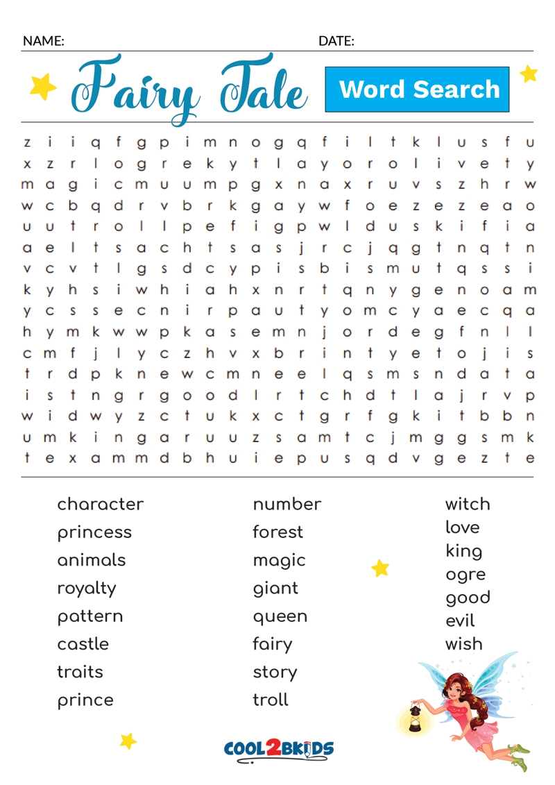 Fairy Word Search Printable Fairy Word Search Printable