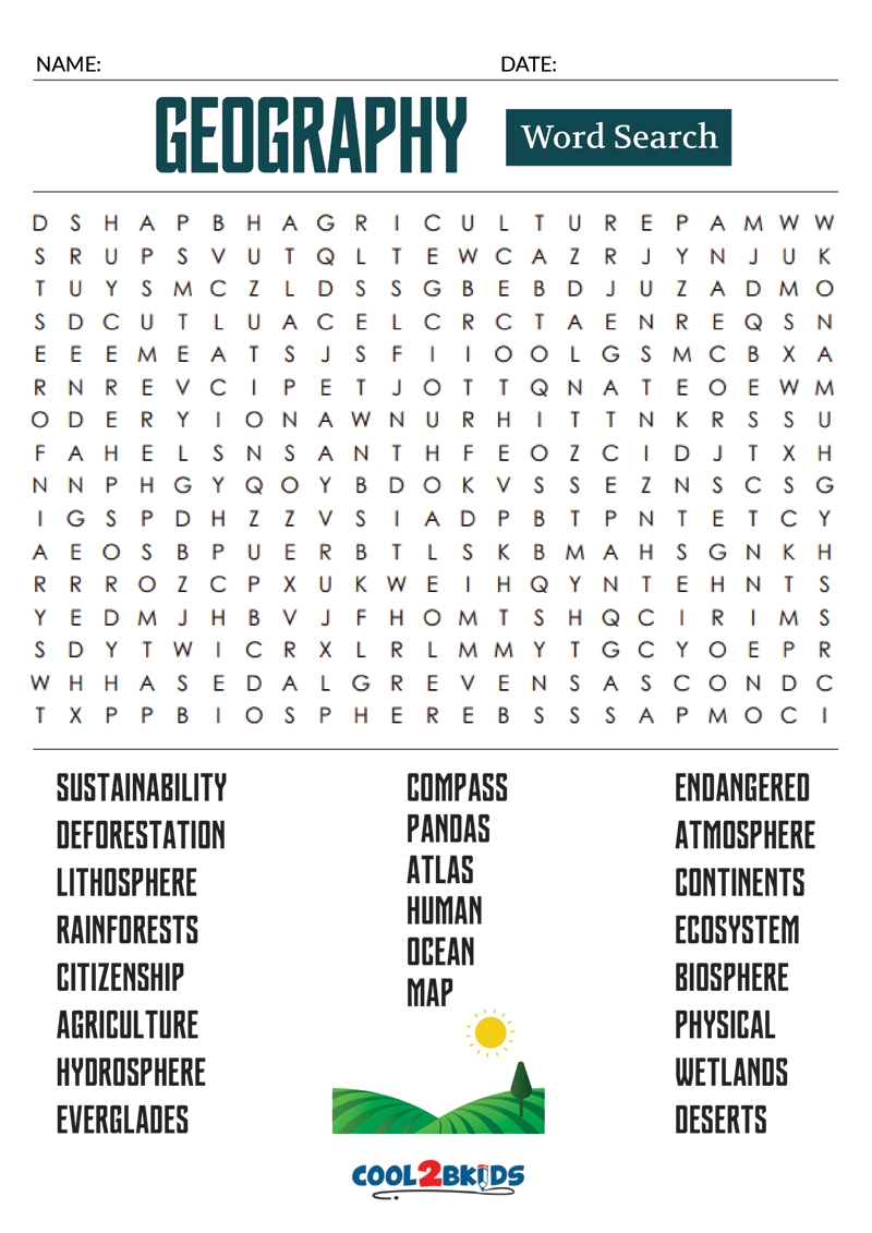 Free Printable Geography Word Search