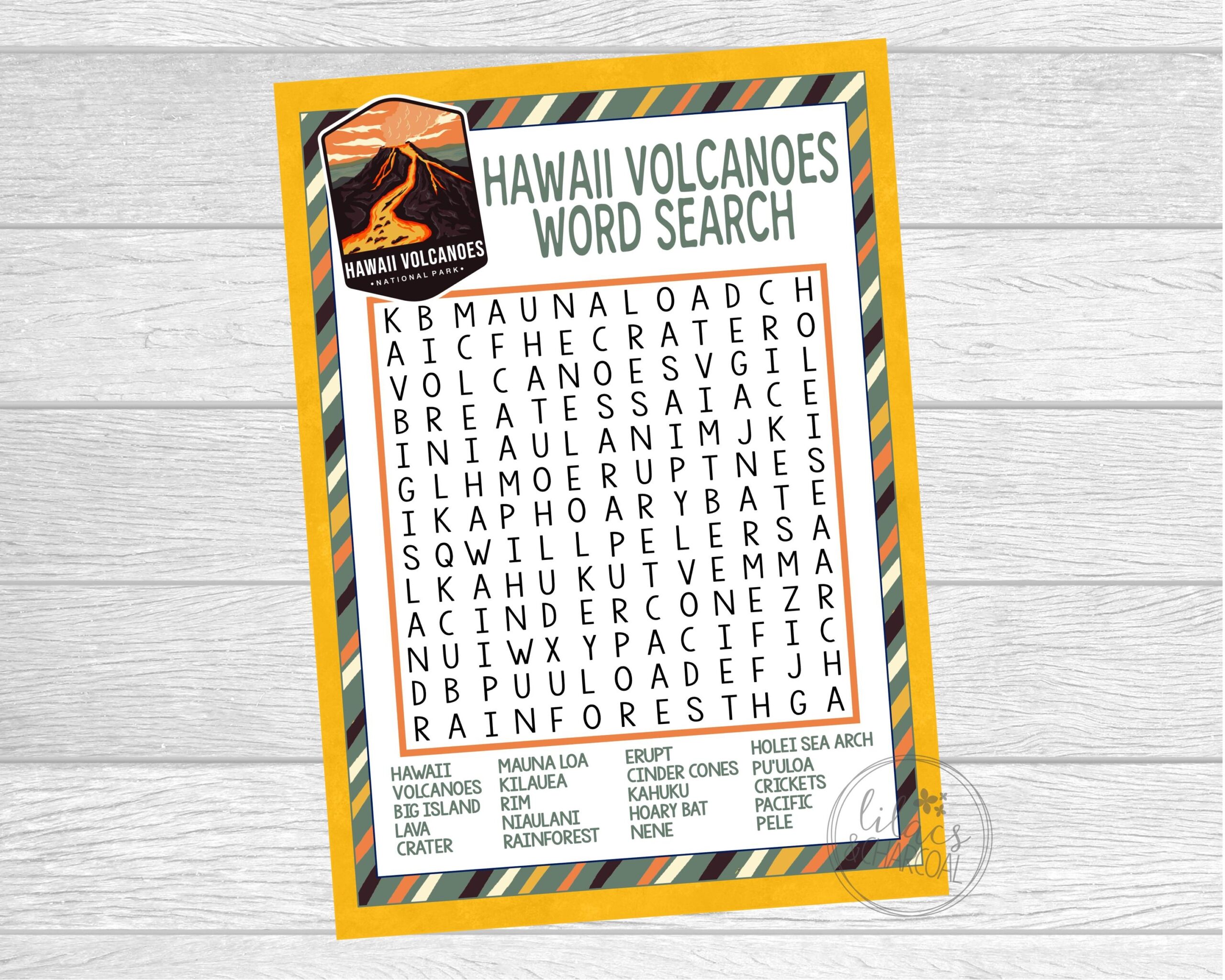 Volcano Word Search Printable Volcano Word Search Printable