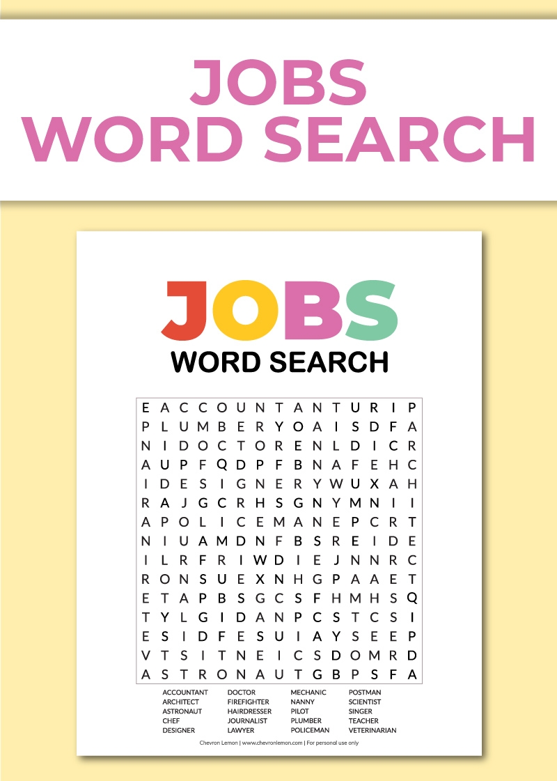 Career Word Search Free Printable