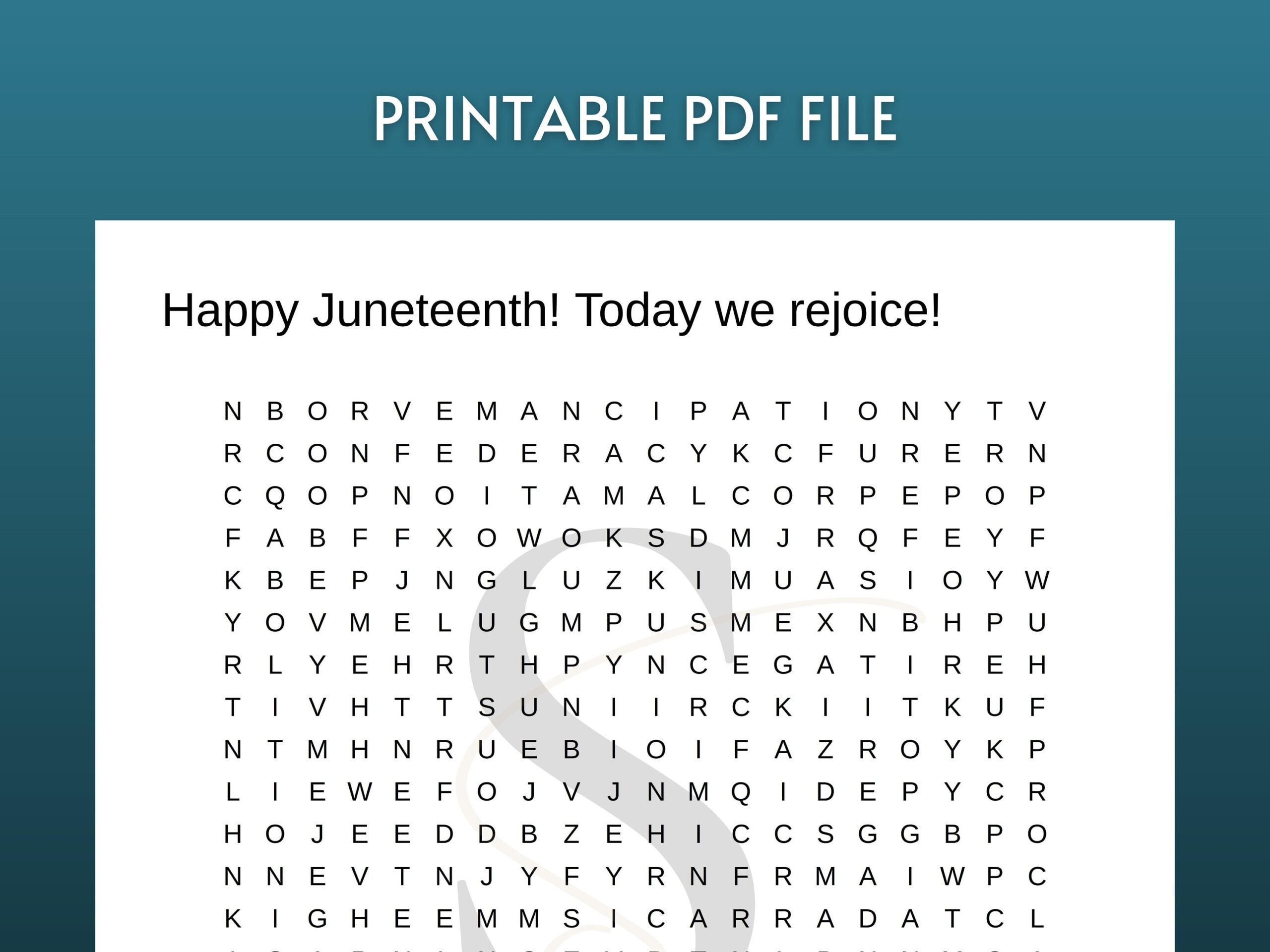 Juneteenth Word Search Free Printable
