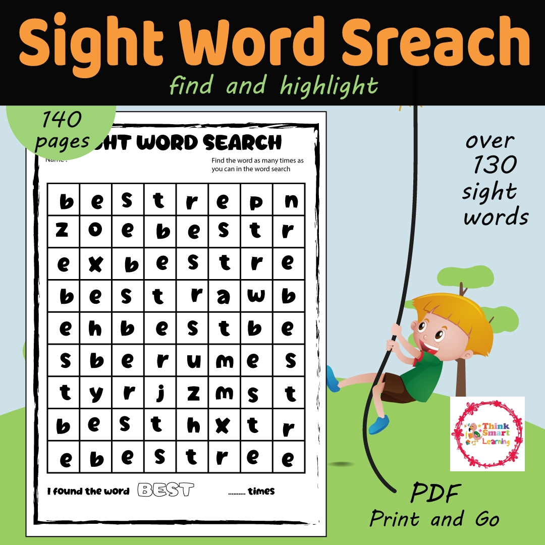 Printable Kindergarten Sight Words Search Worksheets High Frequency Words Made By Teachers