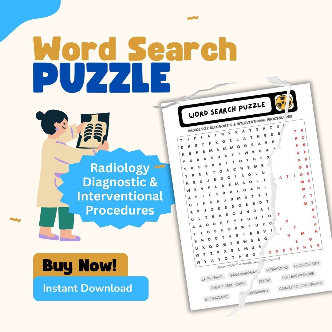 Printable Radiology Diagnostic U0026 Interventional Procedures Word Search Puzzle Educational Medical Imaging Game Printable Study Aid Etsy