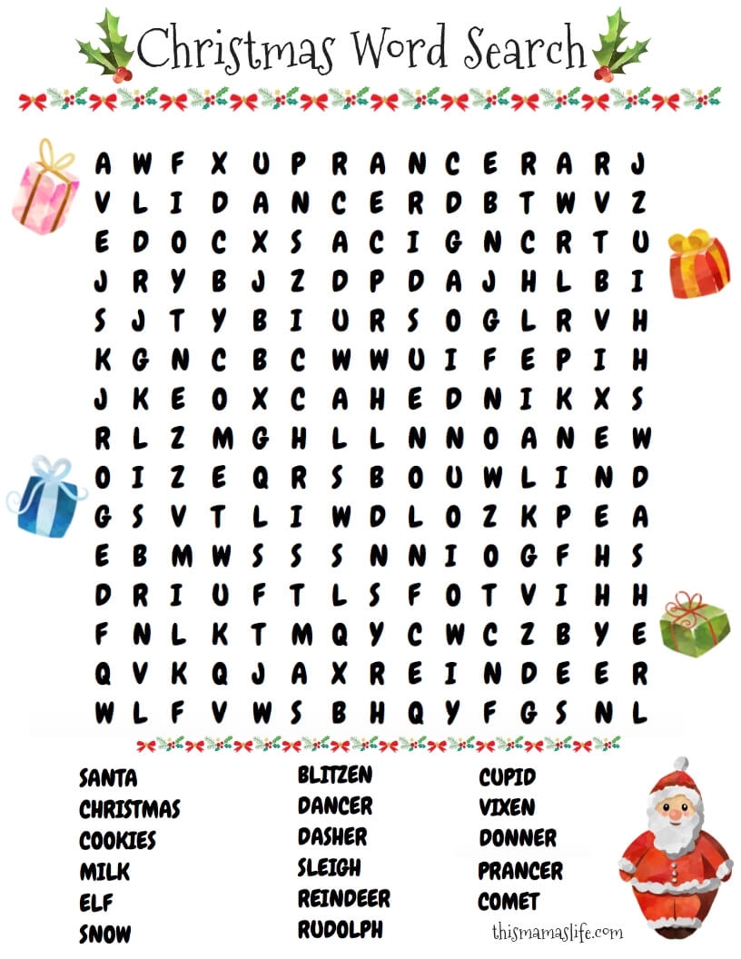 Printable Santa Claus Word Search A Fun Christmas Activity This 