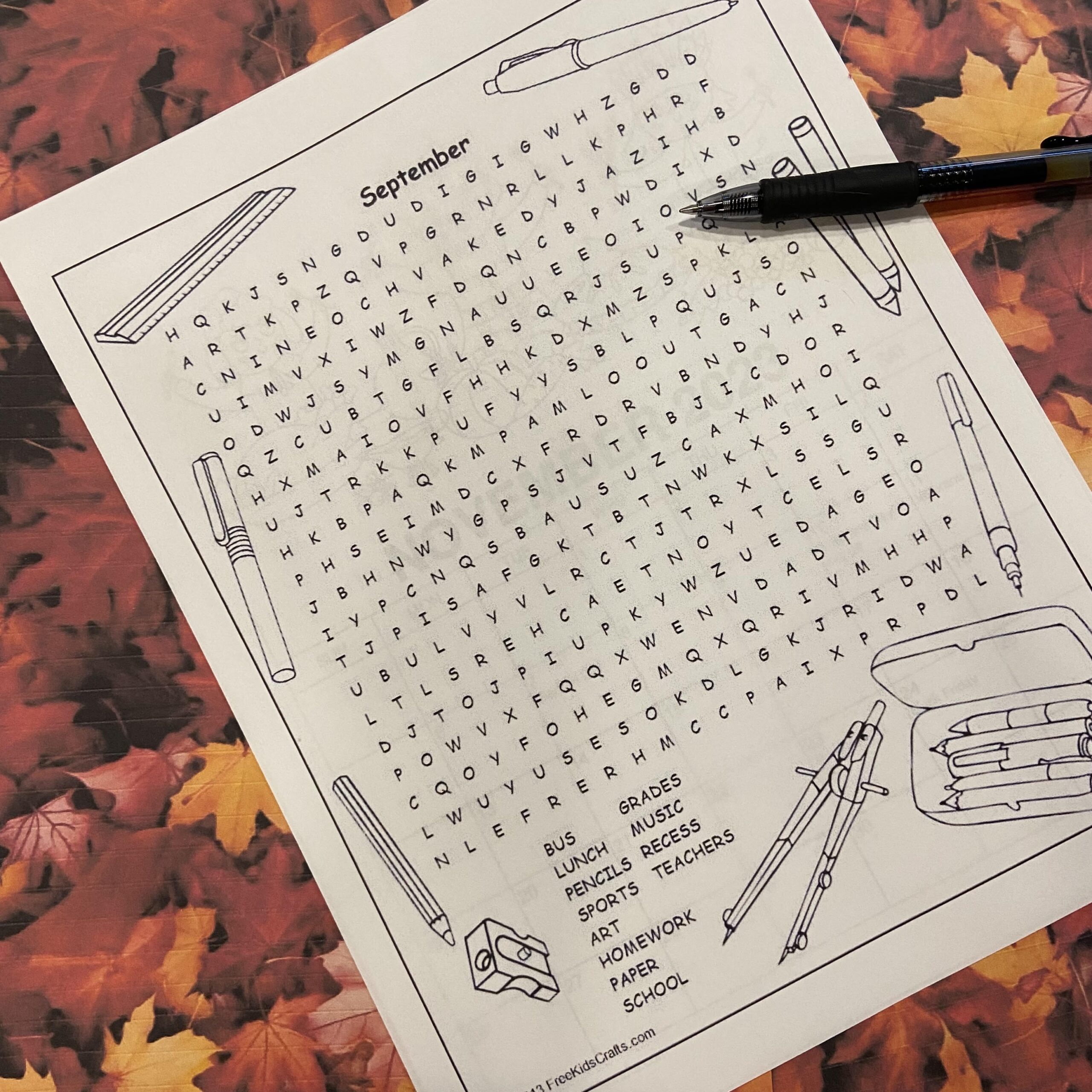Printable September Word Search