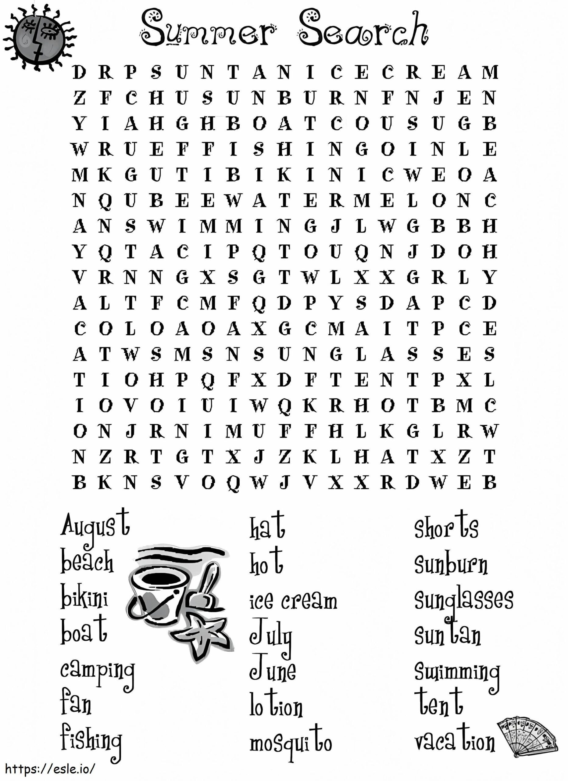 Kids Word Search Printable Summer