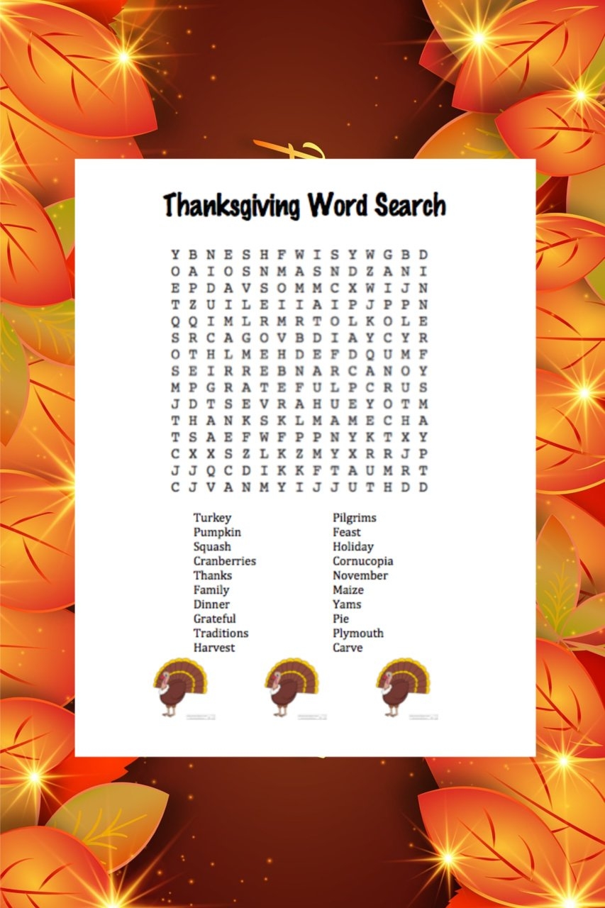 Printable Thanksgiving Word Search Games