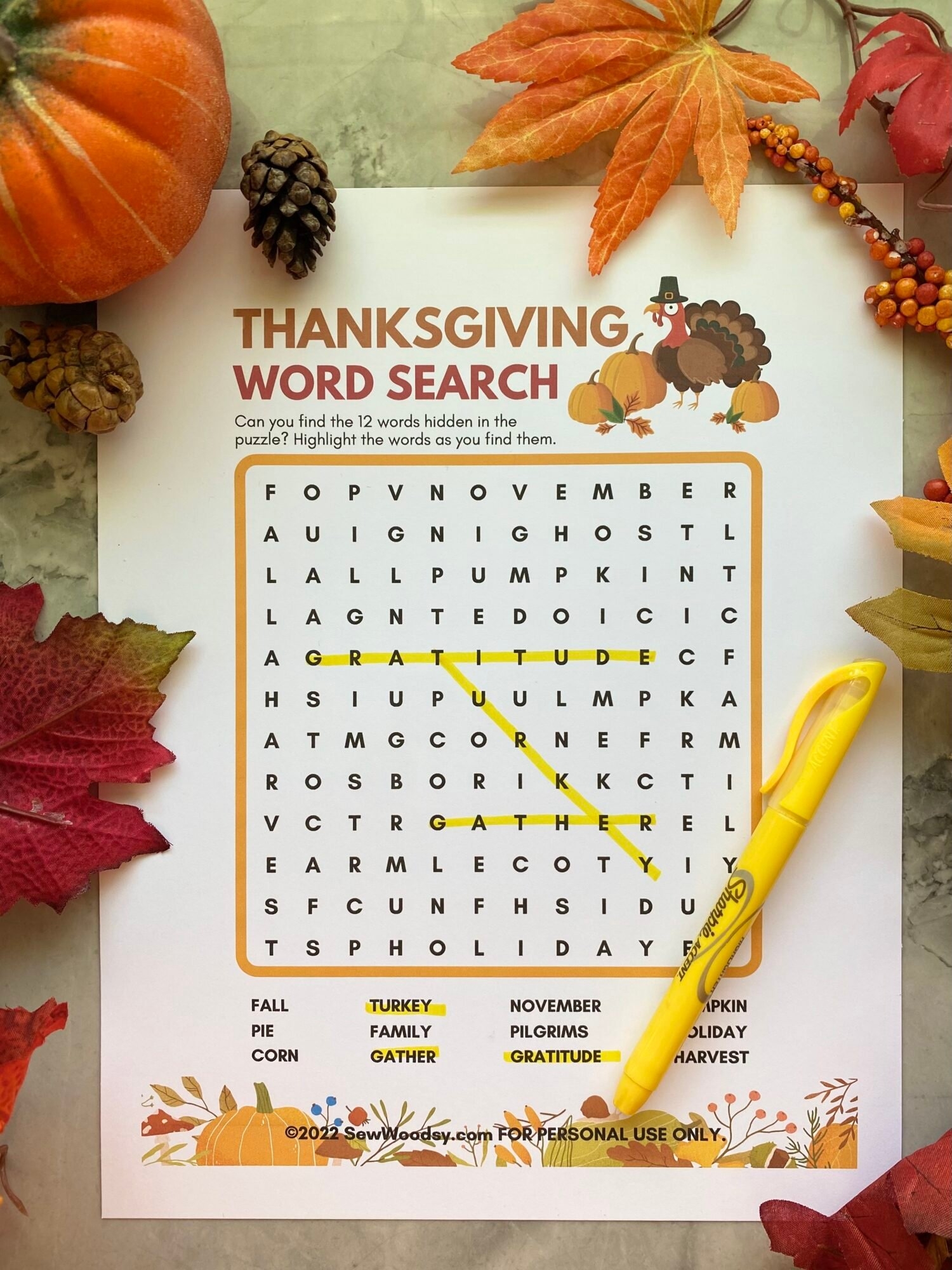 Printable Thanksgiving Word Search Sew Woodsy