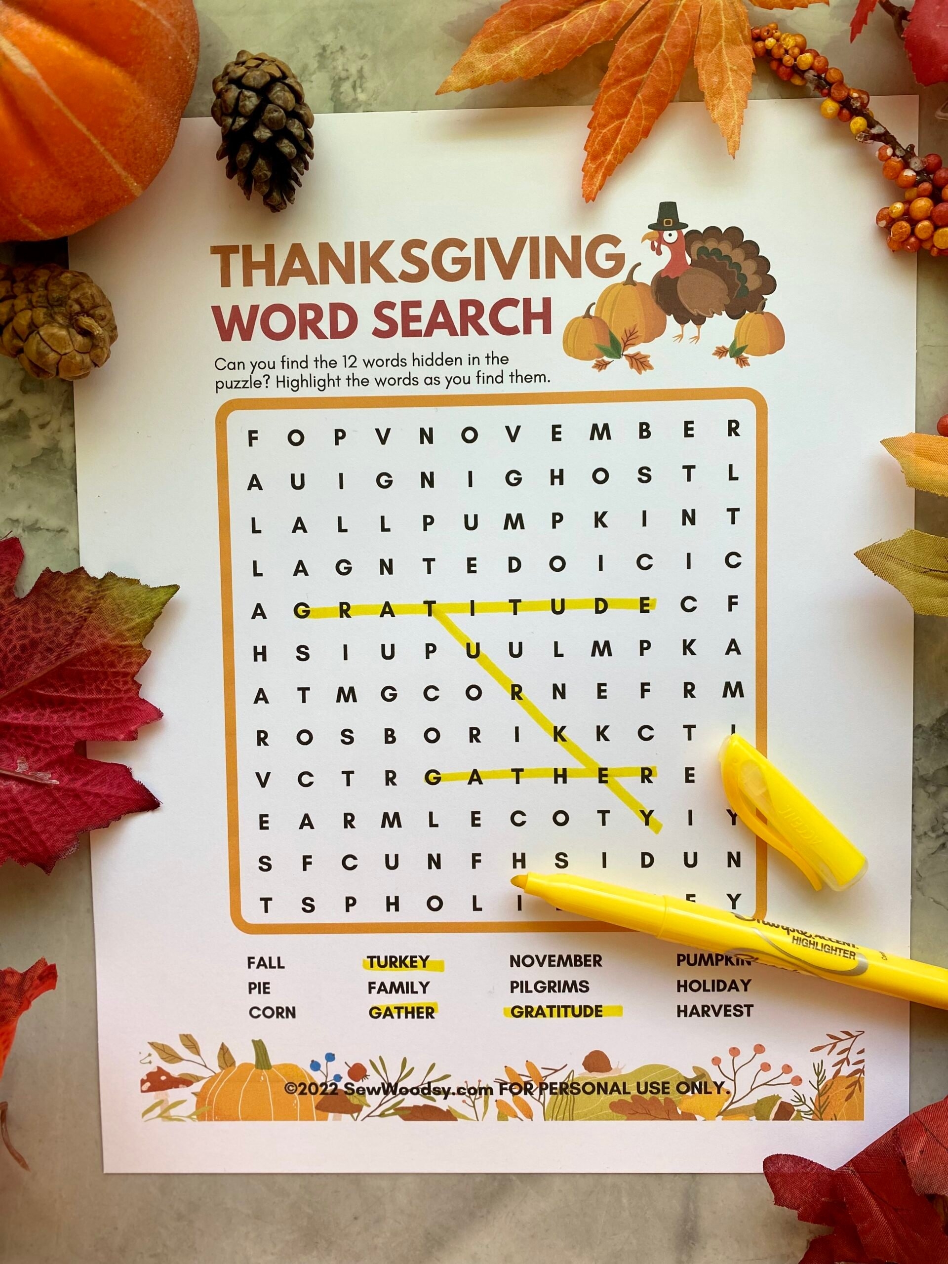 Printable Thanksgiving Word Search Sew Woodsy