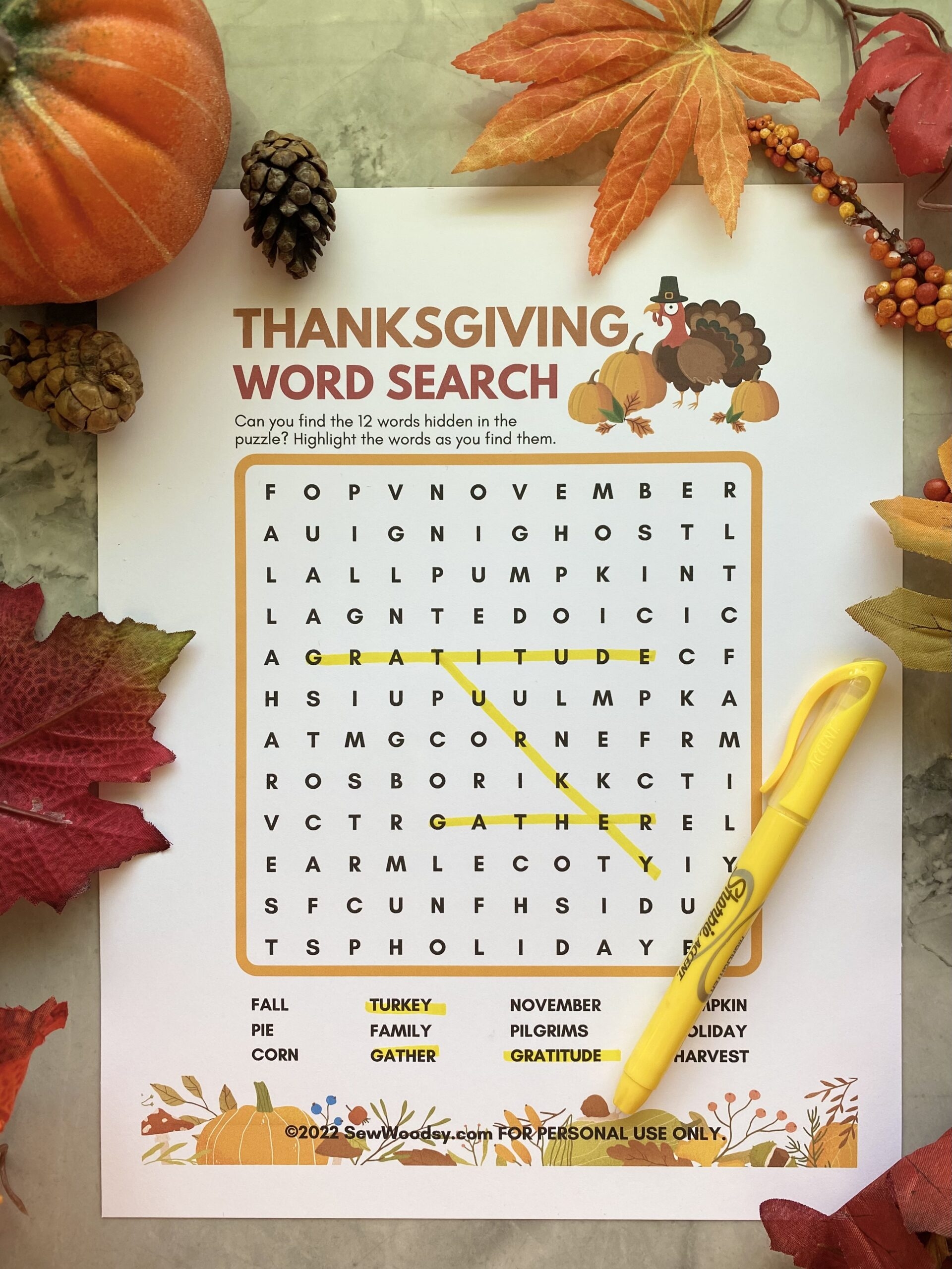 Printable Thanksgiving Word Search Sew Woodsy