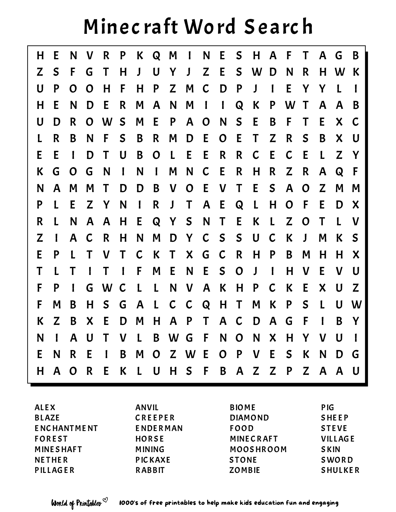 Printable Word Search World Of Printables Printable Word Search World Of Printables