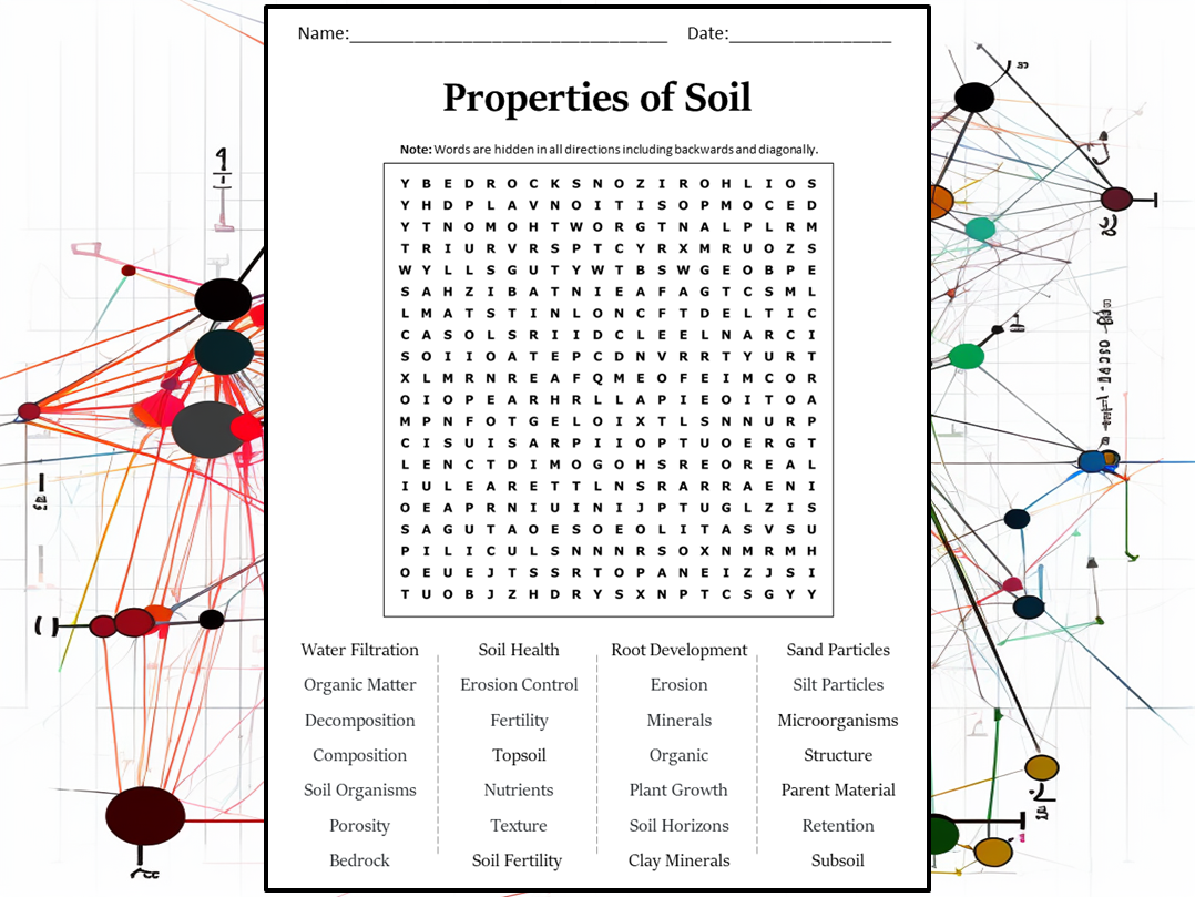Properties Of Soil Word Search Puzzle Worksheet Activity Teaching Resources