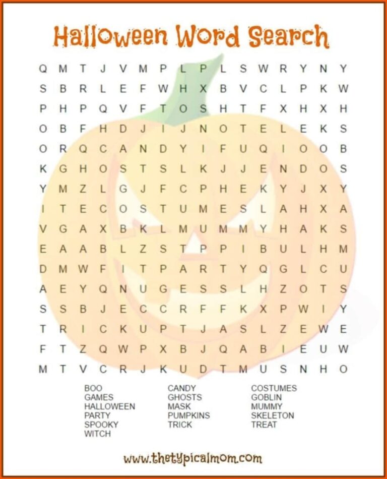 Pumpkin Halloween Word Search Printable Etsy