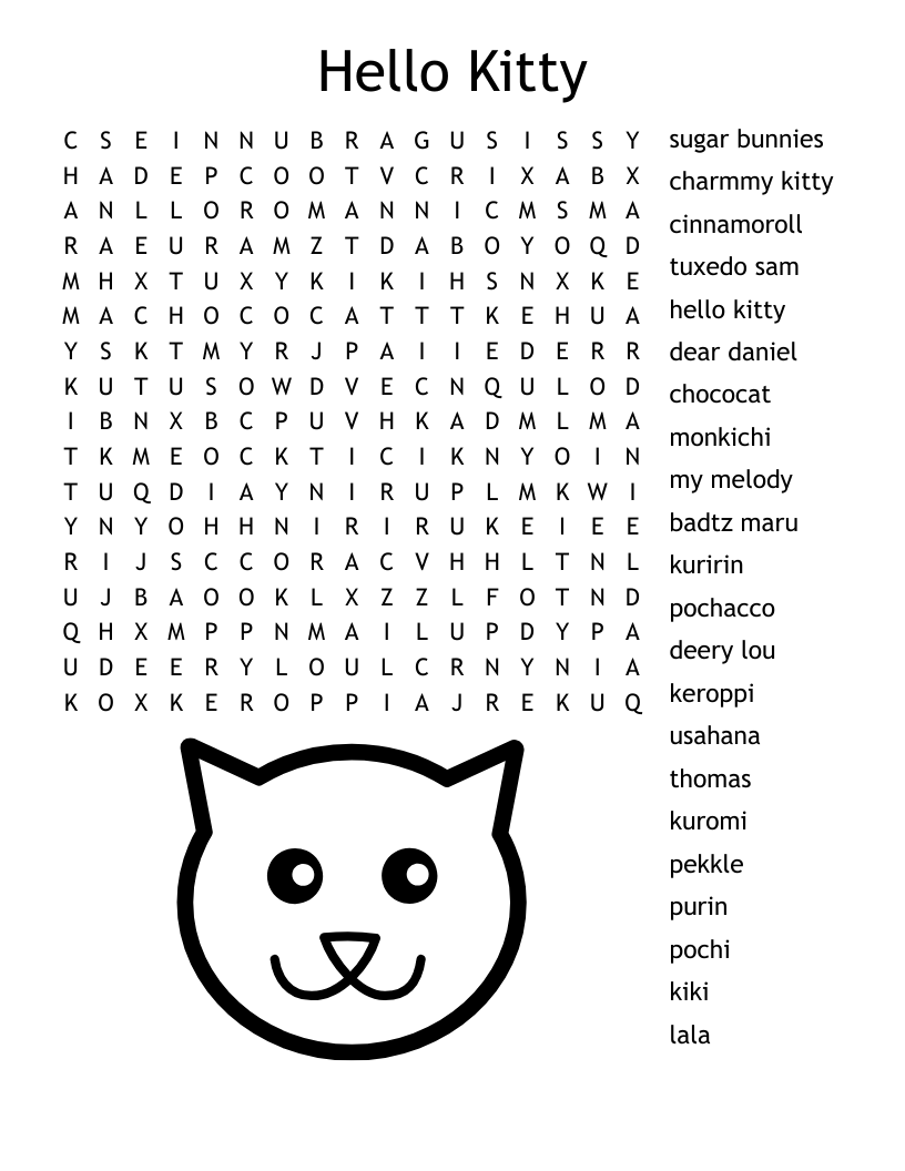 Pusheen The Cat Wordsearch WordMint