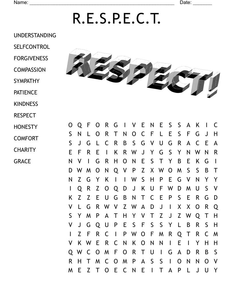 R E S P E C T Word Search WordMint R E S P E C T Word Search WordMint
