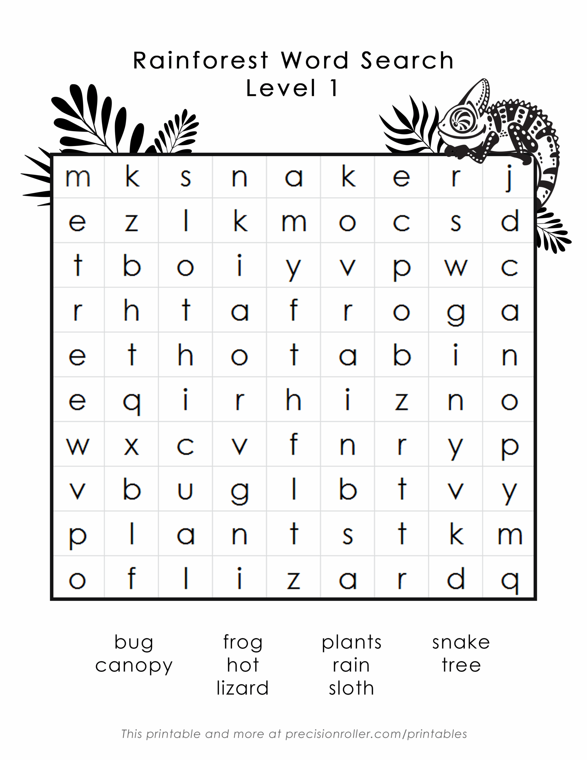 Forest Word Search Printable