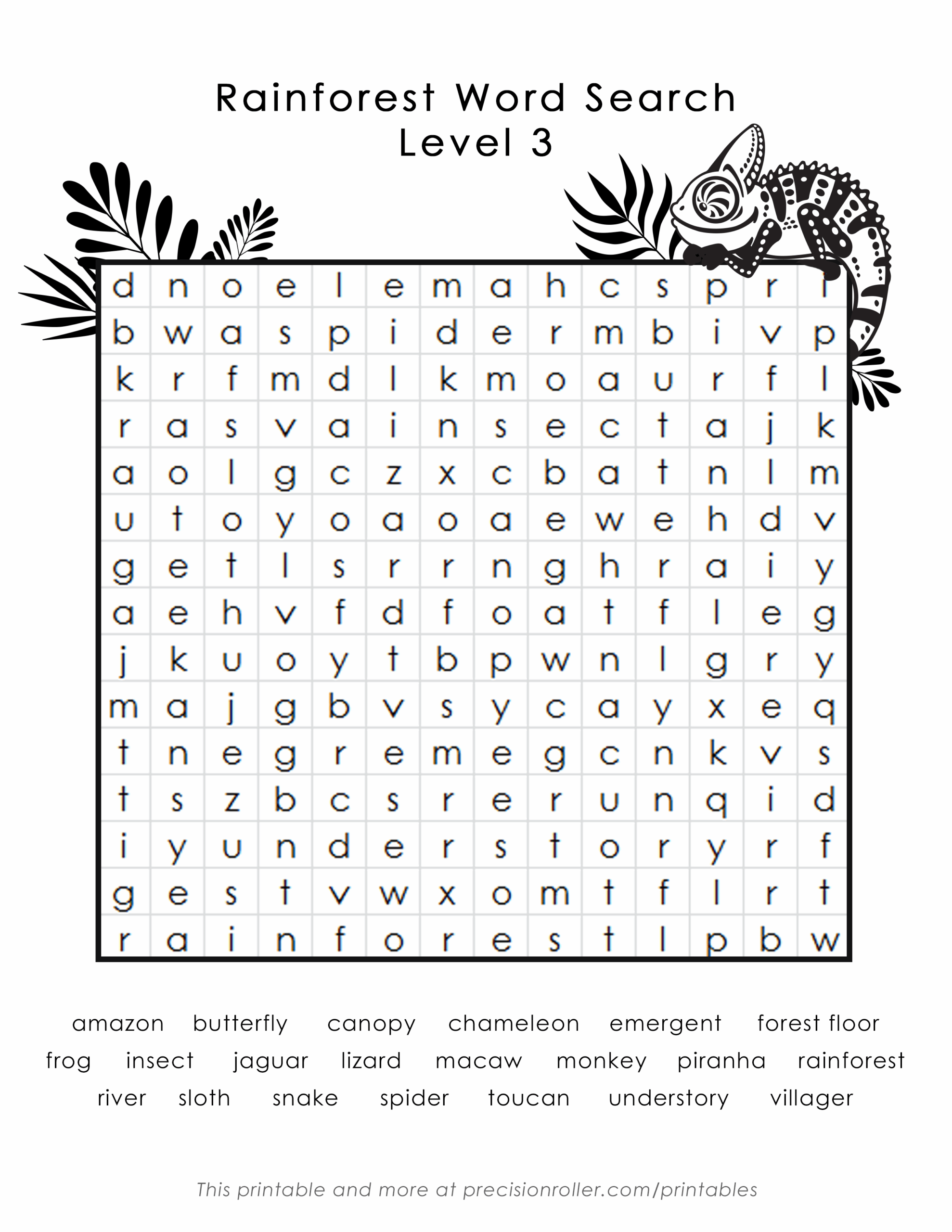 Rainforest themed Free Printable Word Search Precision Printables Rainforest themed Free Printable Word Search Precision Printables
