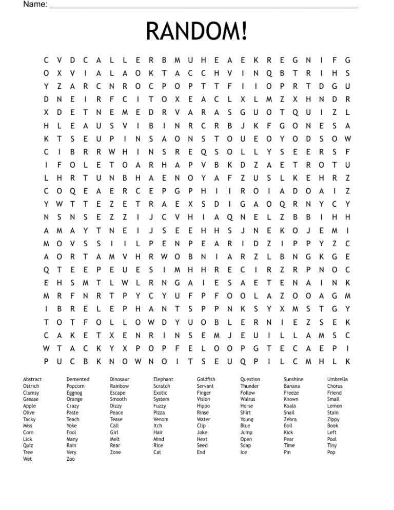 RANDOM Word Search WordMint