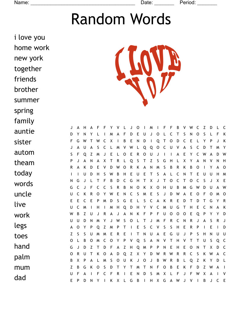 Random Words Word Search WordMint