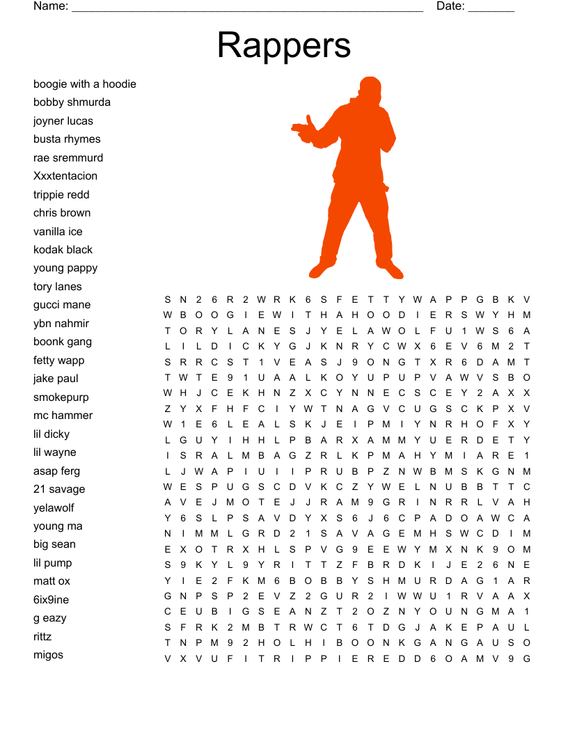 Rap Music Word Search Printable