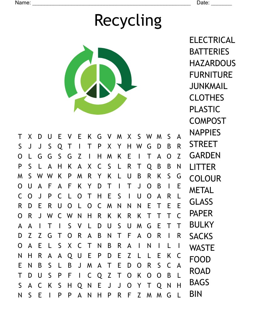 Recycle Word Search WordMint