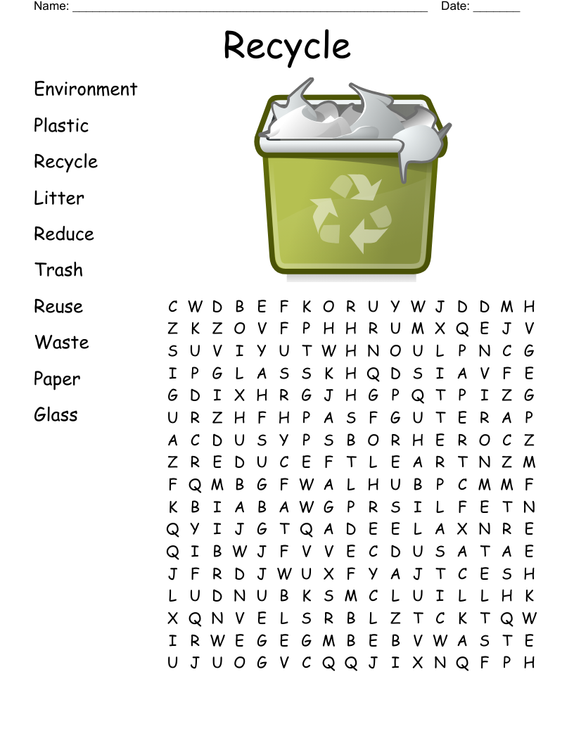 Recycle Word Search WordMint