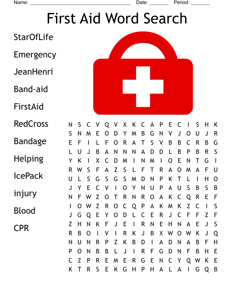 Red Cross First Aid Word Search WordMint