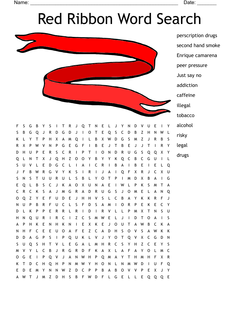 Red Ribbon Week Word Search WordMint