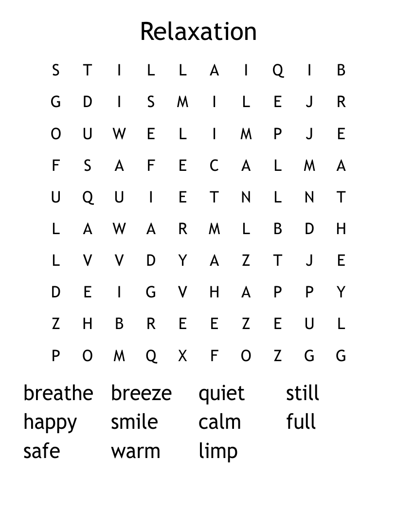 Relaxation Word Search WordMint