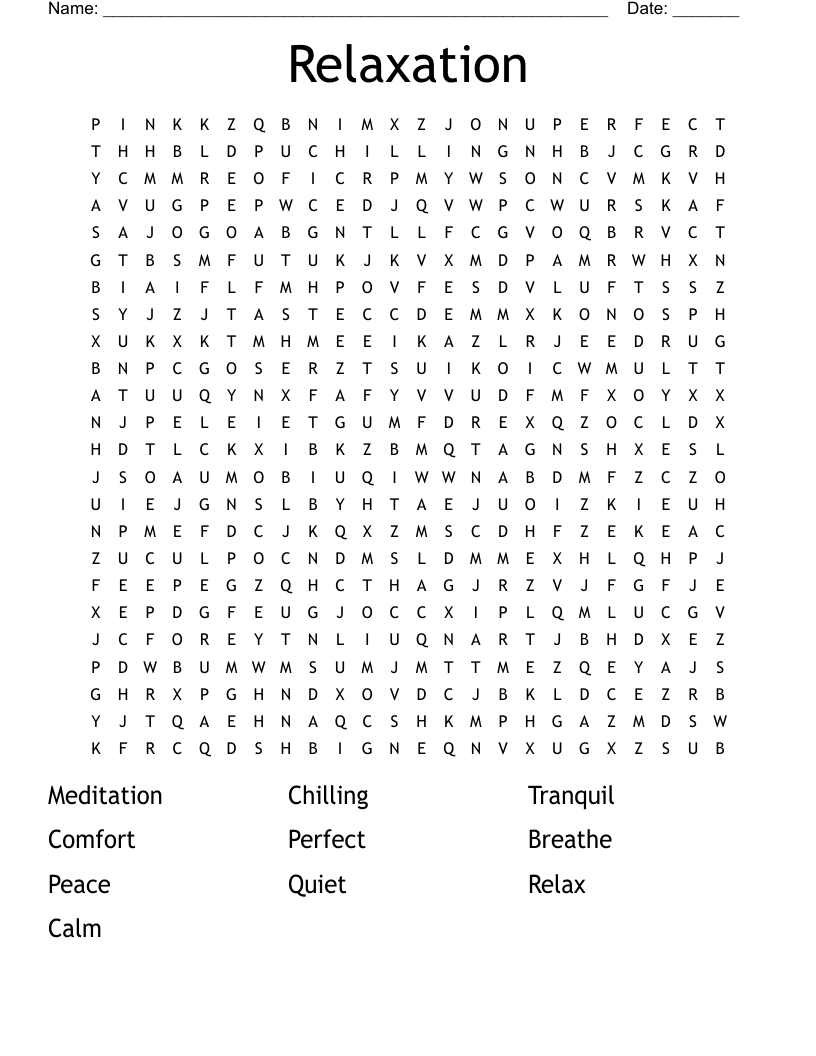 Mindfulness Word Search Free Printable