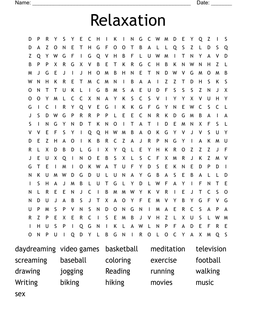 Relaxation Word Search WordMint
