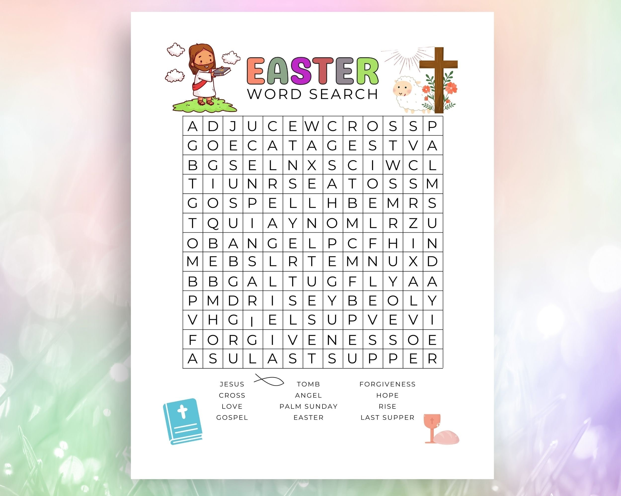 Religious Easter Word Search Printable Preschool Activity Sheet Easter Sunday Church Word Search Kids Easter Puzzle Game Etsy UK