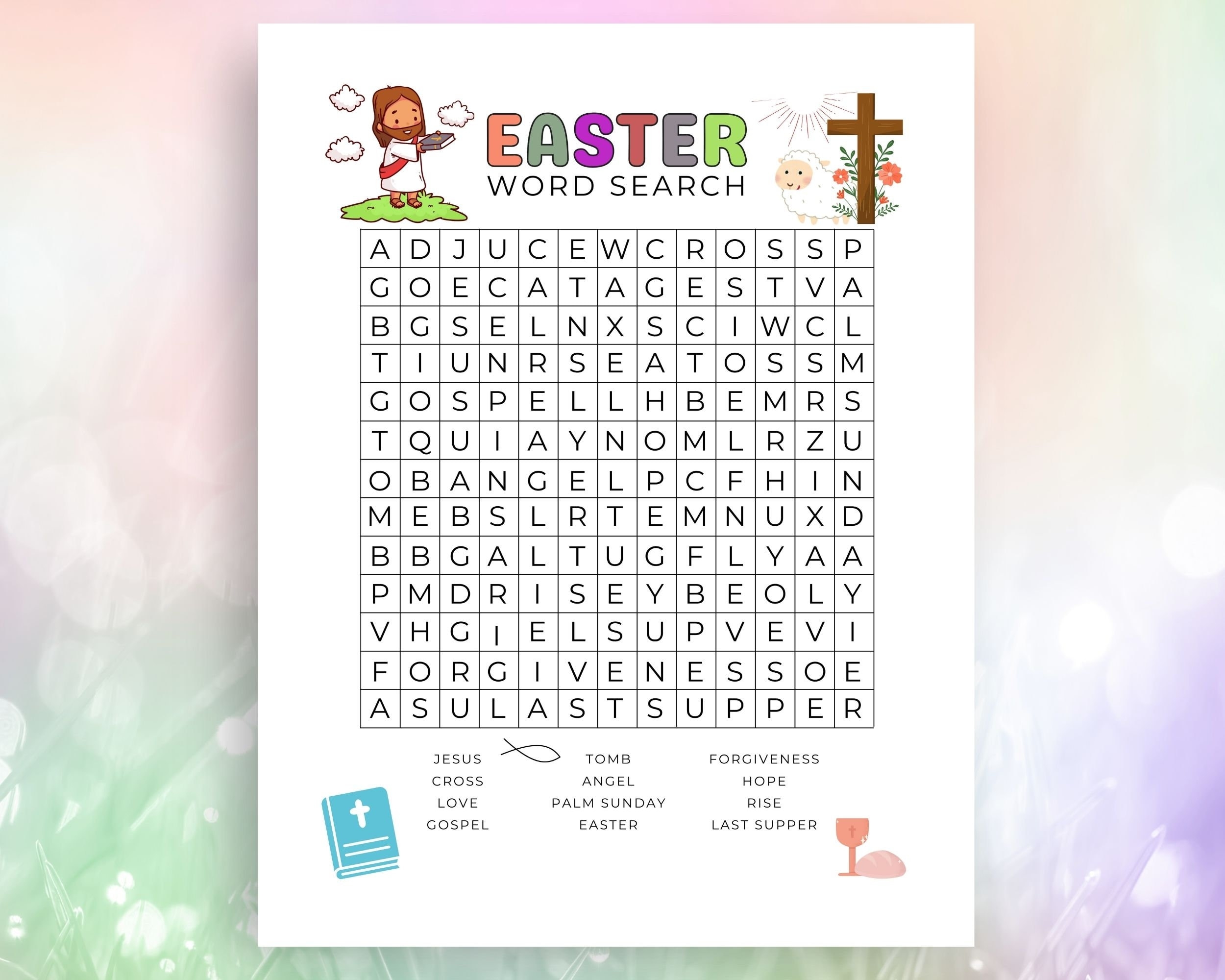 Religious Easter Word Search Printable Preschool Activity Sheet Easter Sunday Church Word Search Kids Easter Puzzle Game Etsy UK