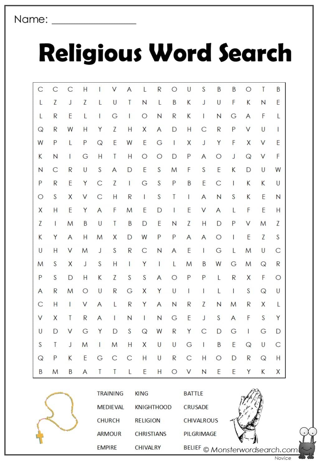 Religious Word Search Monster Word Search