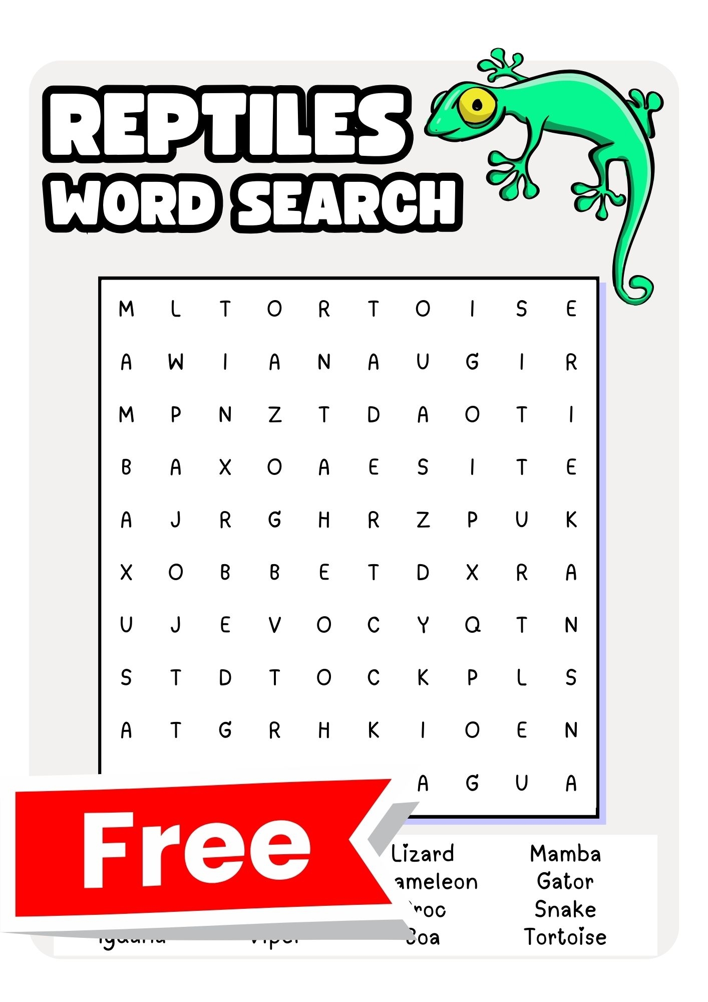 Reptiles Word Searches Free To Print Teach Prints