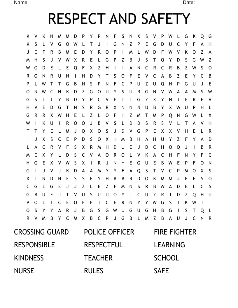 Respect Word Search Puzzle Printable