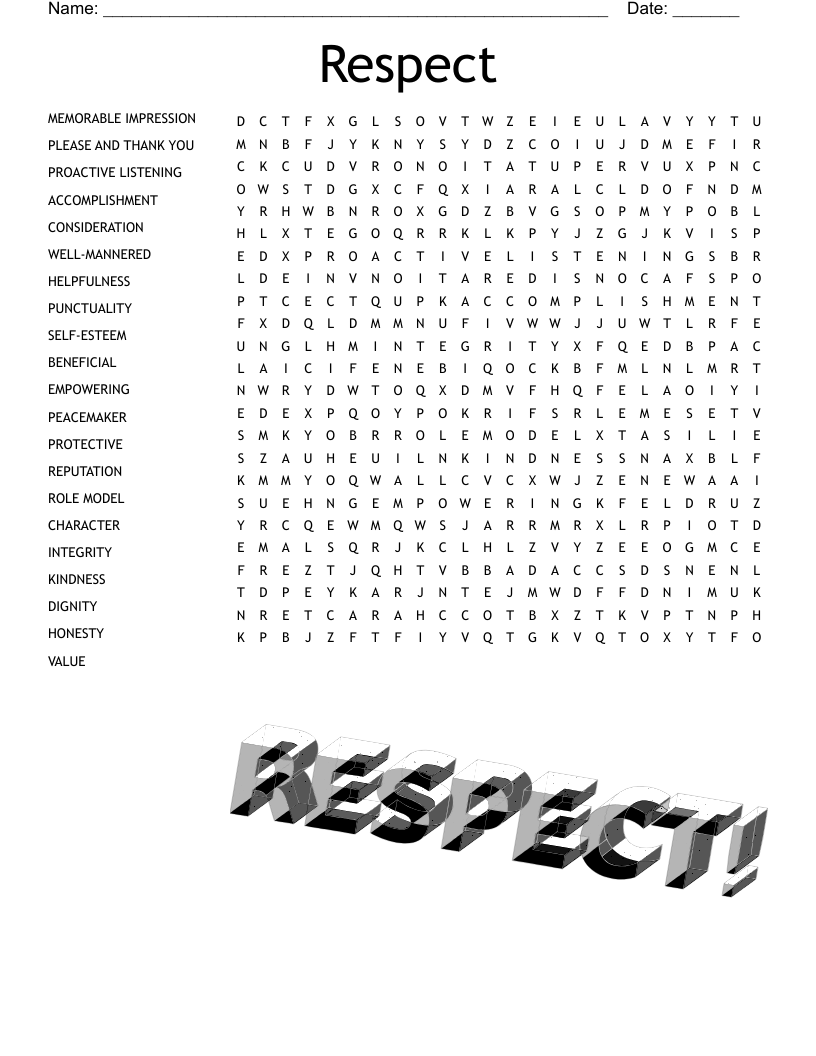 Respect Word Search WordMint