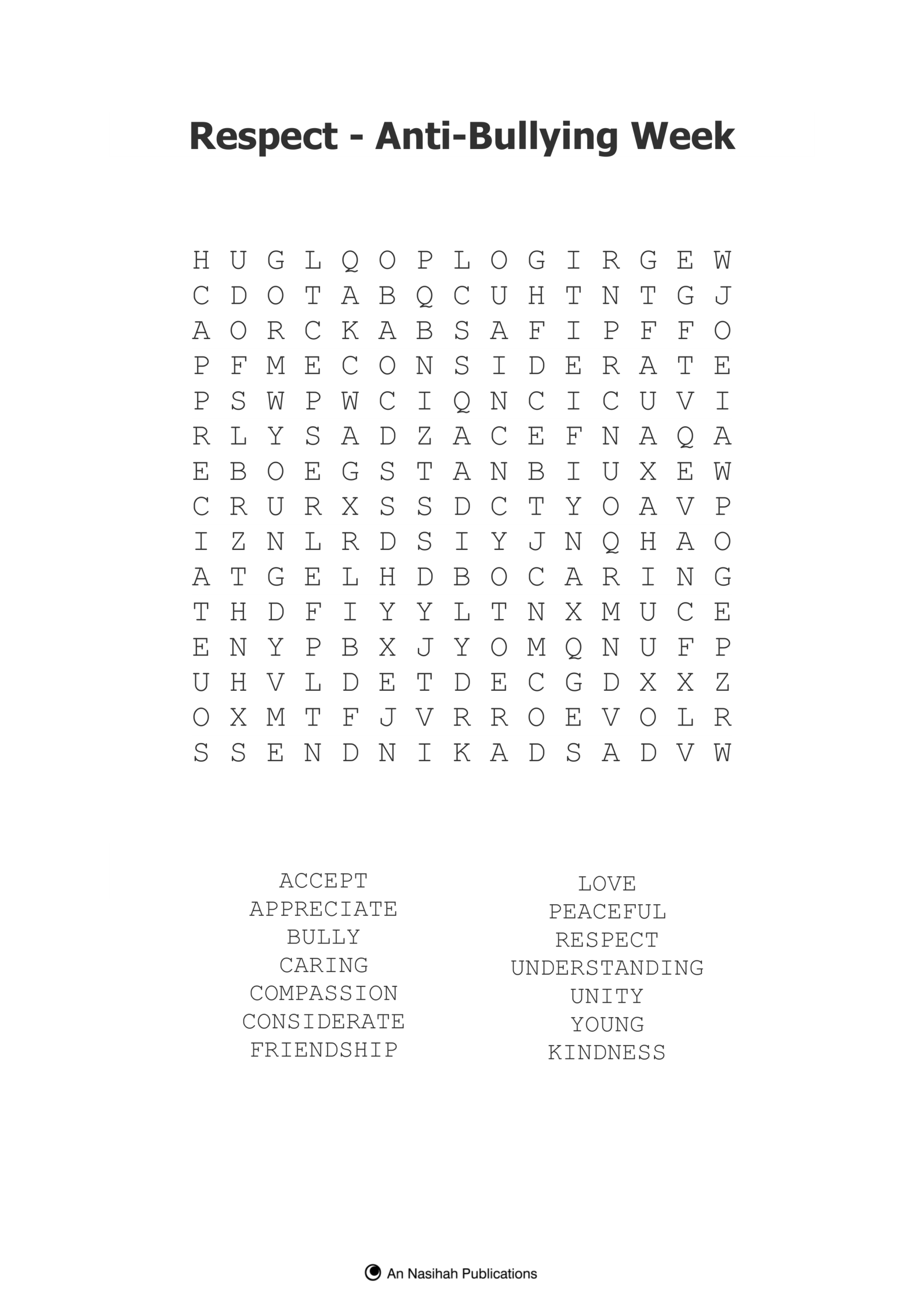Respect Wordsearch An Nasihah Publications